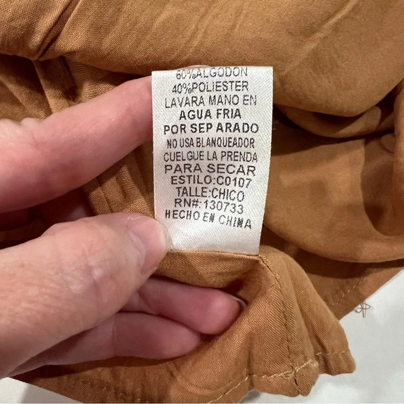 Umgee Embroidered Mini Skirt Women's Small Brown Boho Pom Pom Bird Floral - Picture 10 of 13